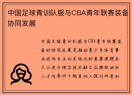 中国足球青训队服与CBA青年联赛装备协同发展