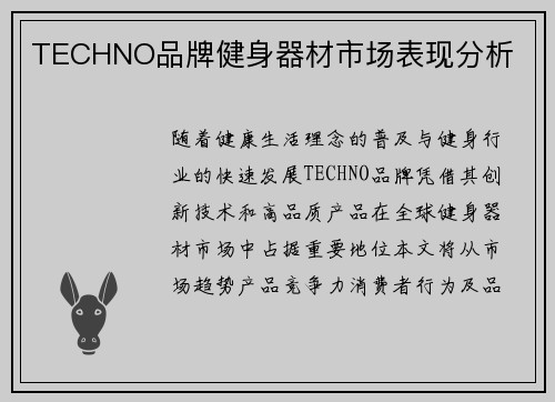 TECHNO品牌健身器材市场表现分析