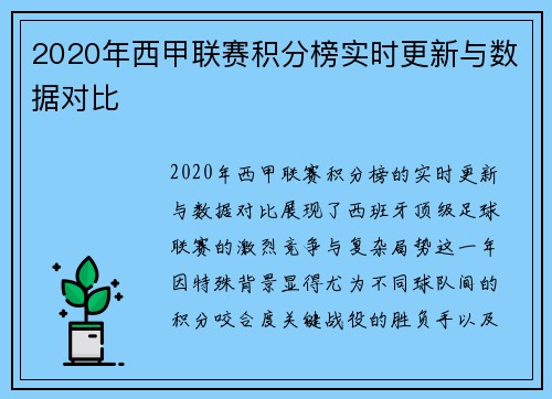 2020年西甲联赛积分榜实时更新与数据对比