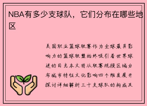 NBA有多少支球队，它们分布在哪些地区